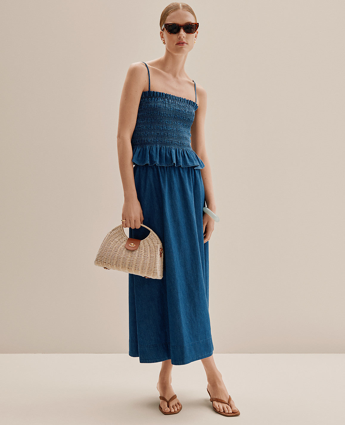 Petite Weekend Easy Fit Denim Midi Skirt | Ann Taylor