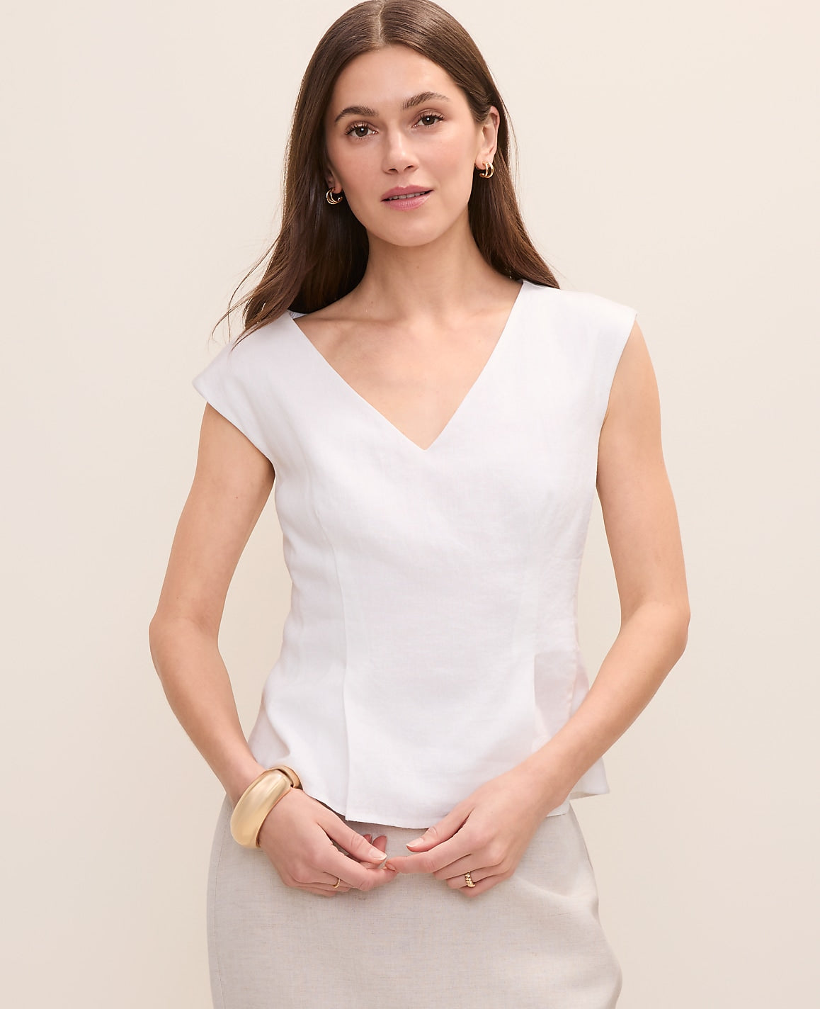 Petite Peplum Top in Satin | Ann Taylor