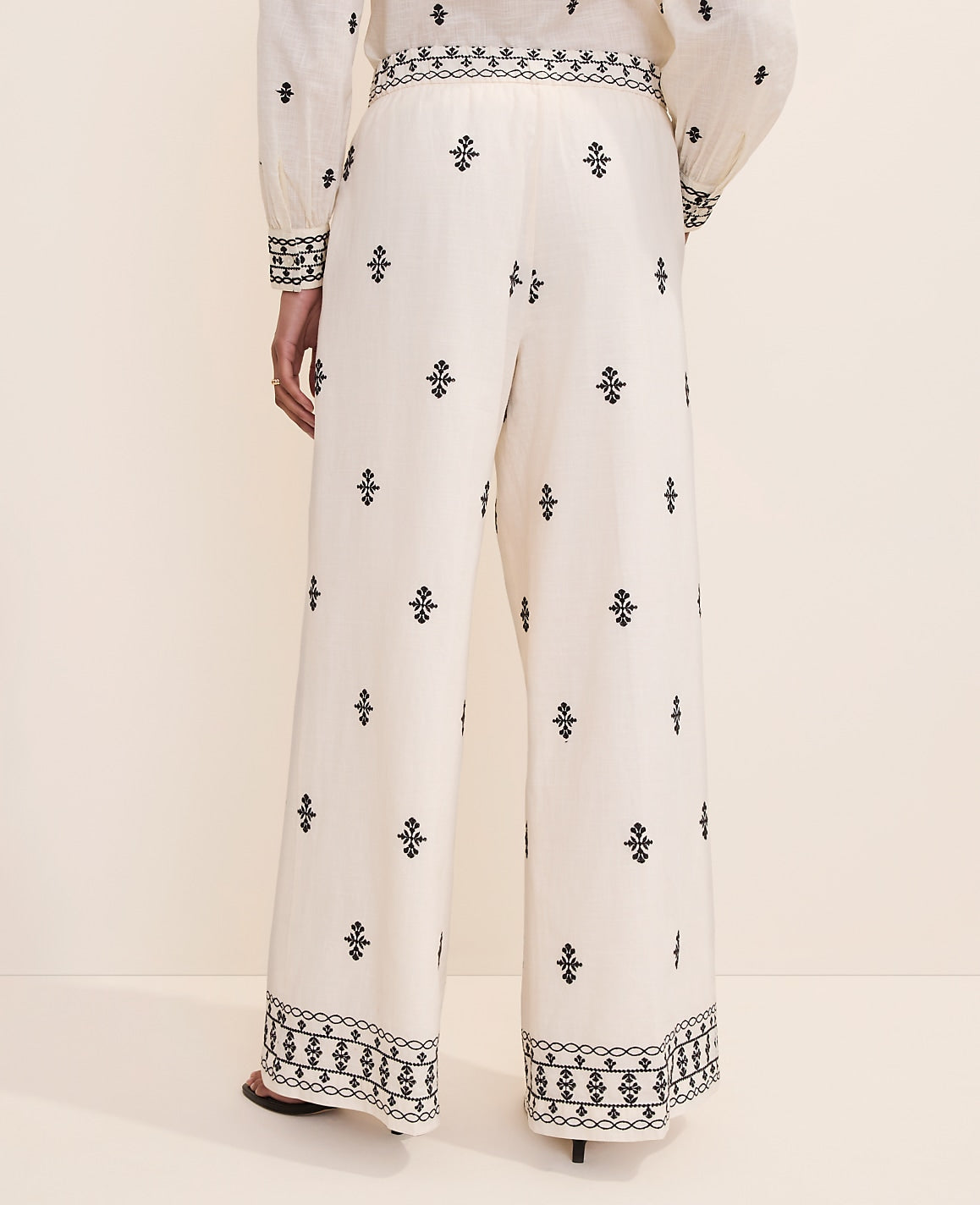 The Embroidered Easy Palazzo Pant | Ann Taylor