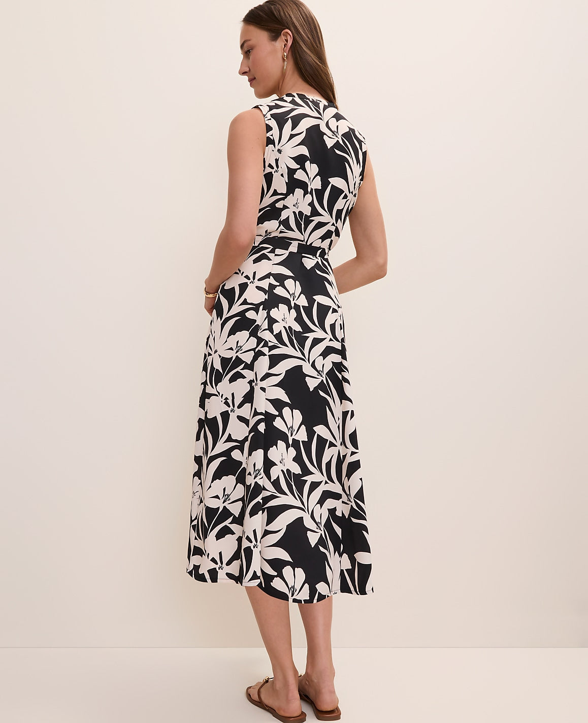 Floral Belted Flare Midi Dress | Ann Taylor