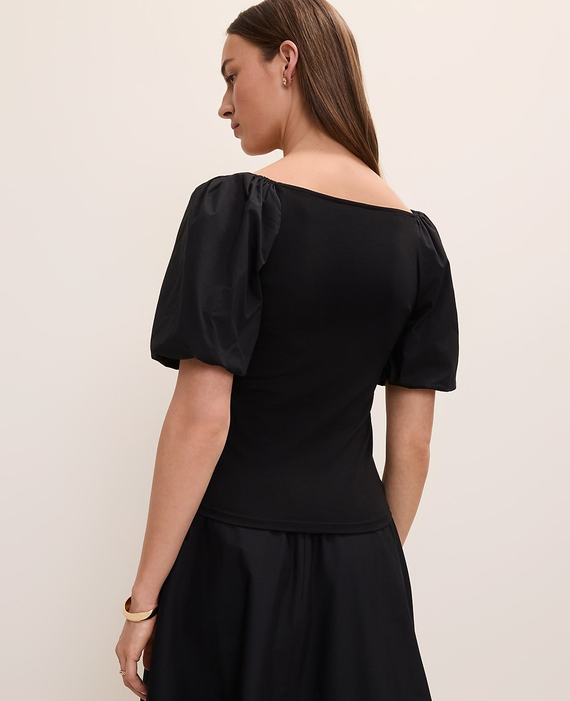 Mixed Media Puff Sleeve Top | Ann Taylor