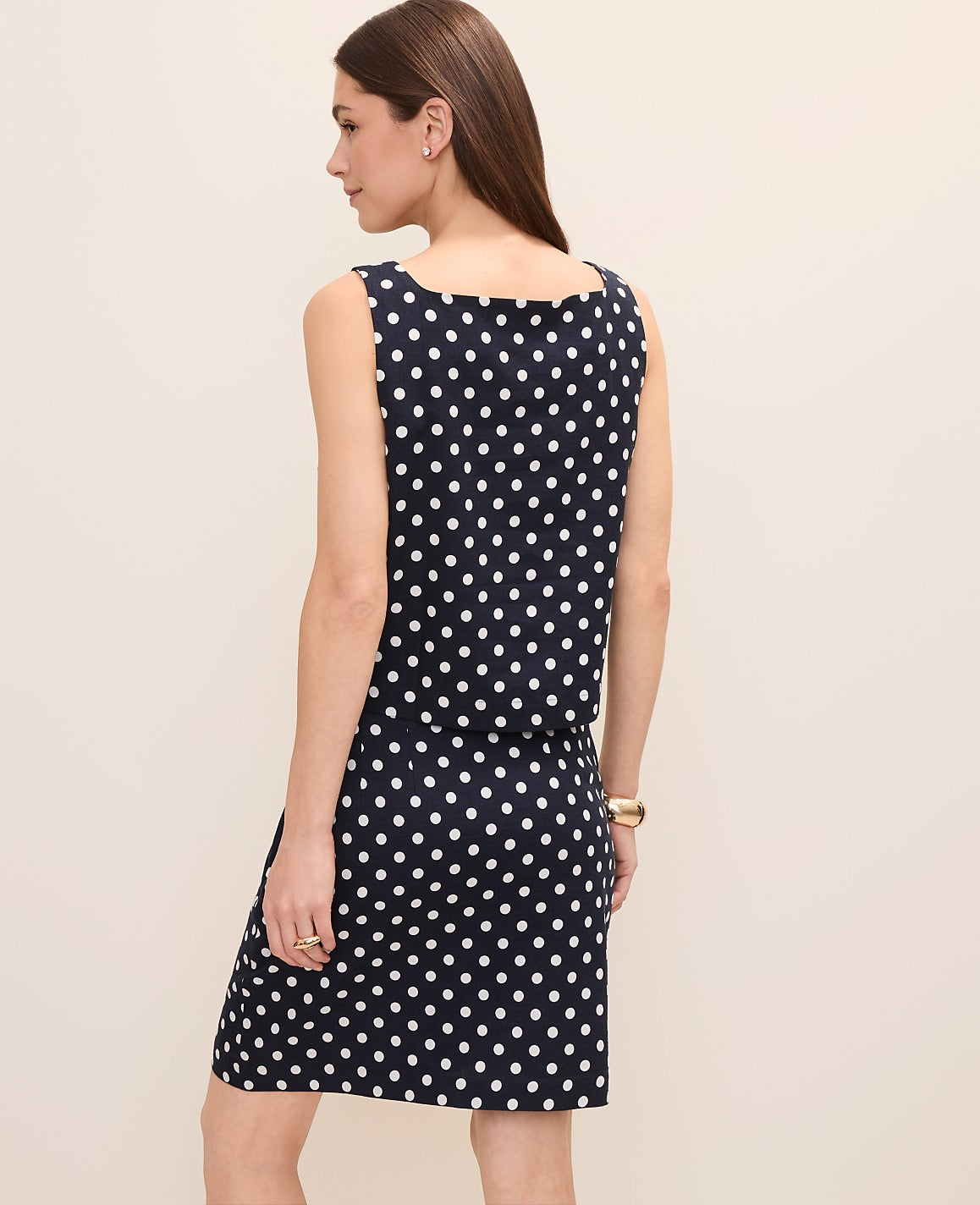 Polka Dot Tank Top in Linen Blend | Ann Taylor