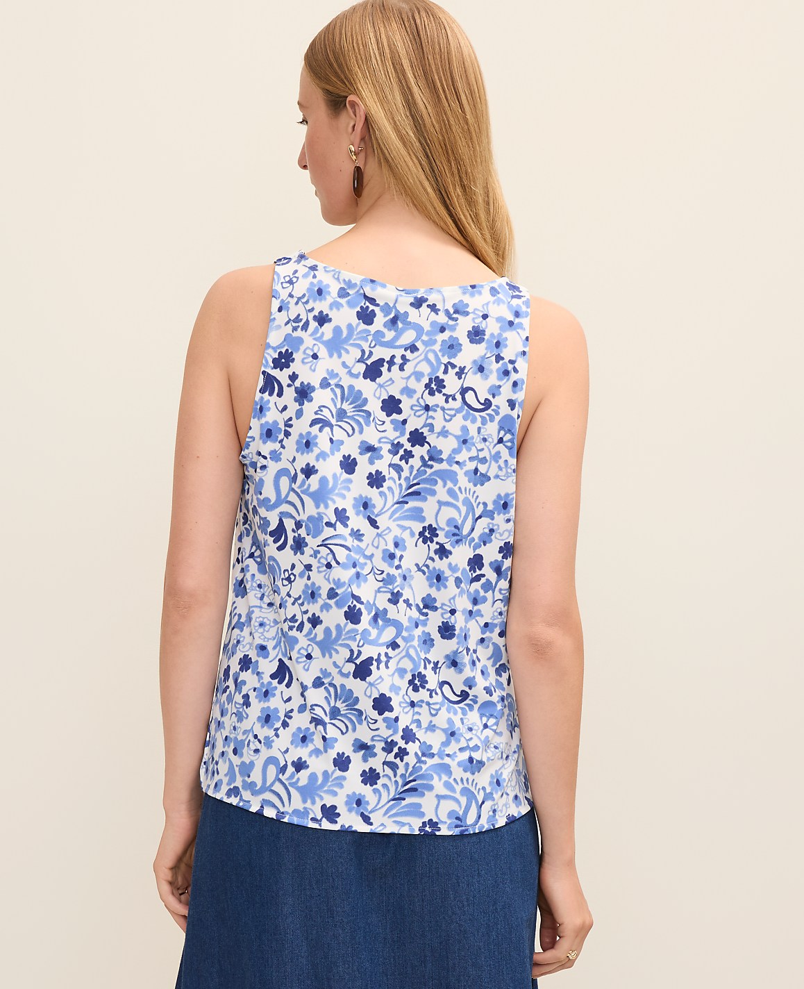 Floral Mixed Media V-Neck Shell | Ann Taylor