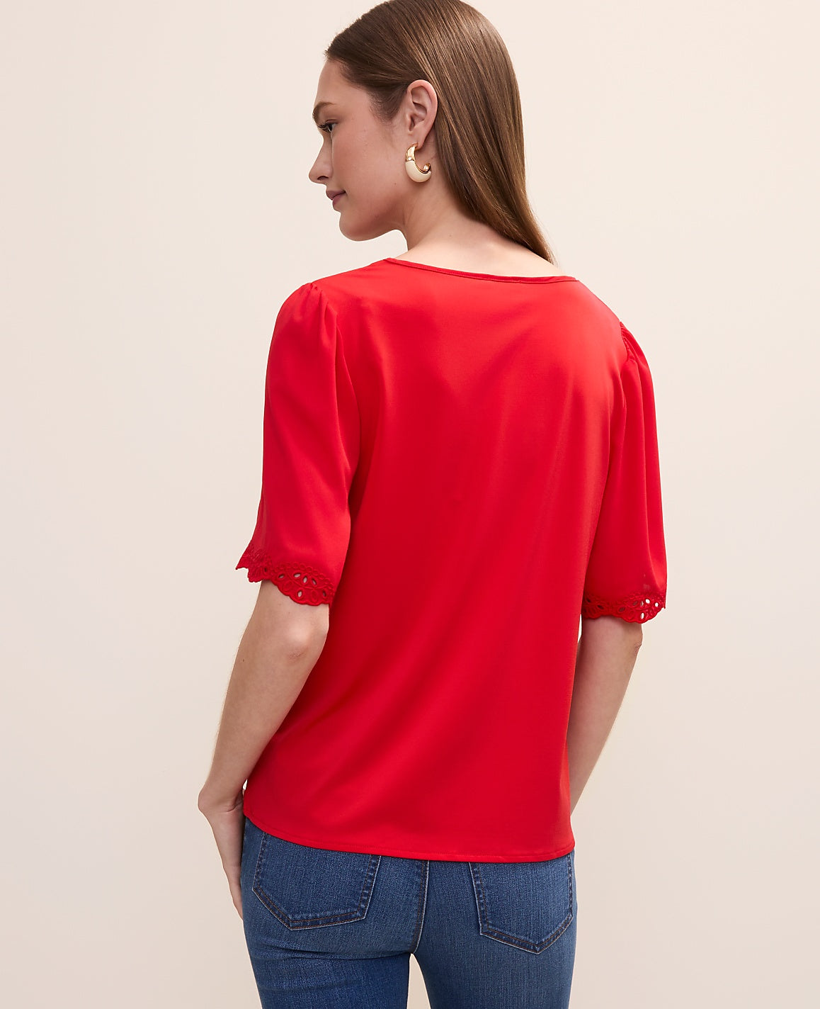 Embroidered Mixed Media Top | Ann Taylor