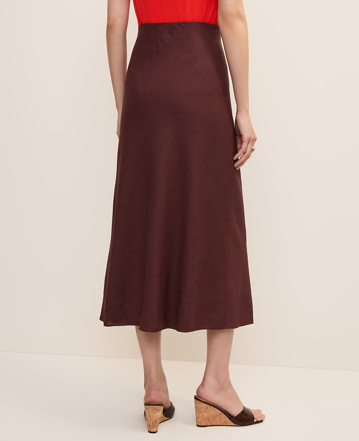 Linen Blend Bias Midi Slip Skirt | Ann Taylor