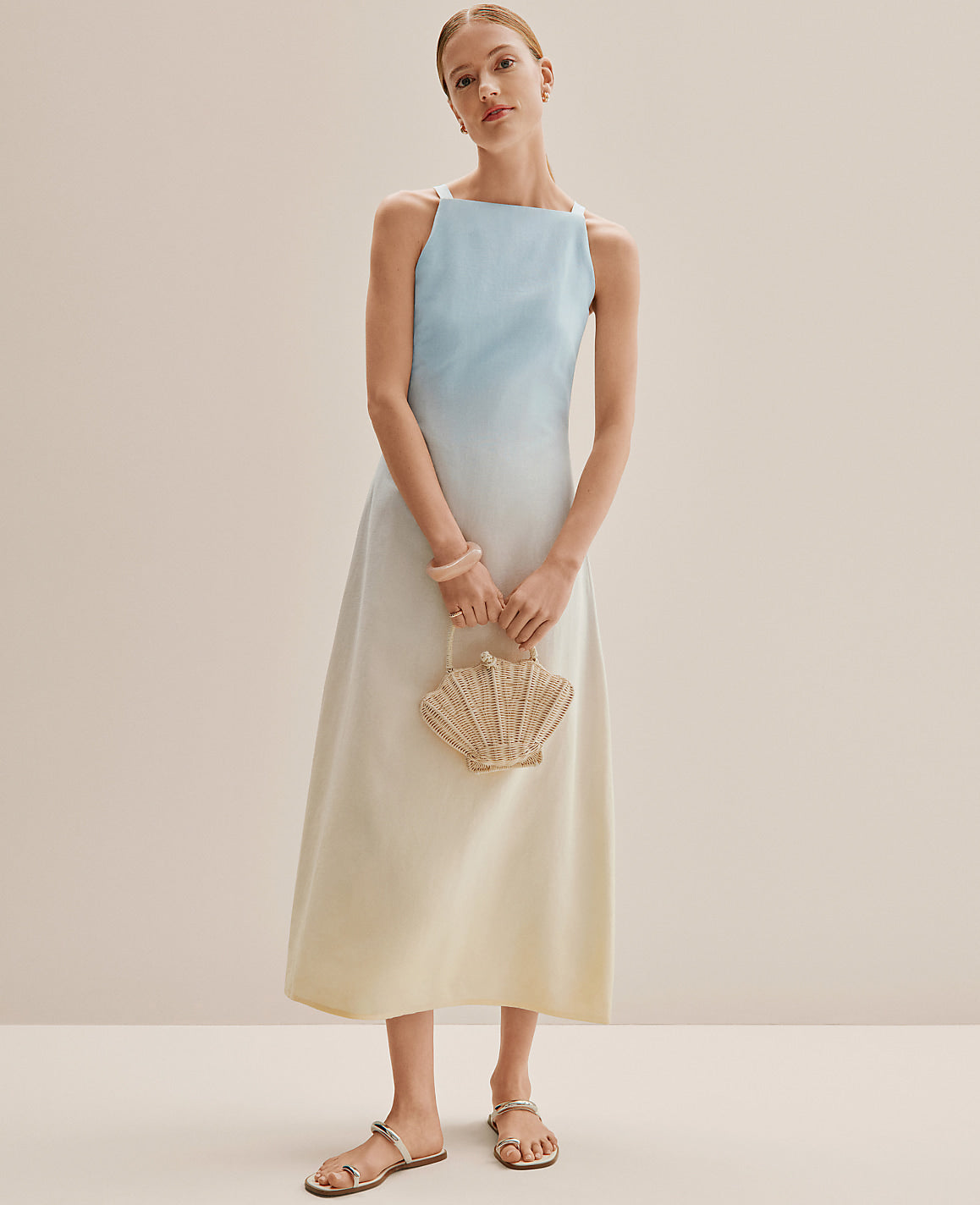 Weekend Ombré Midi Dress in Linen Blend | Ann Taylor
