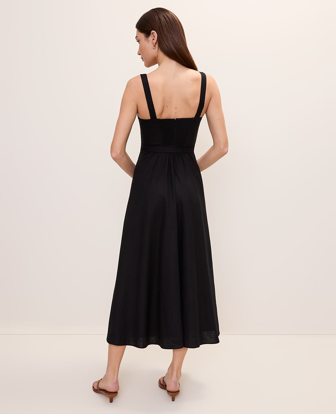 Belted Midi Dress in Linen Blend | Ann Taylor