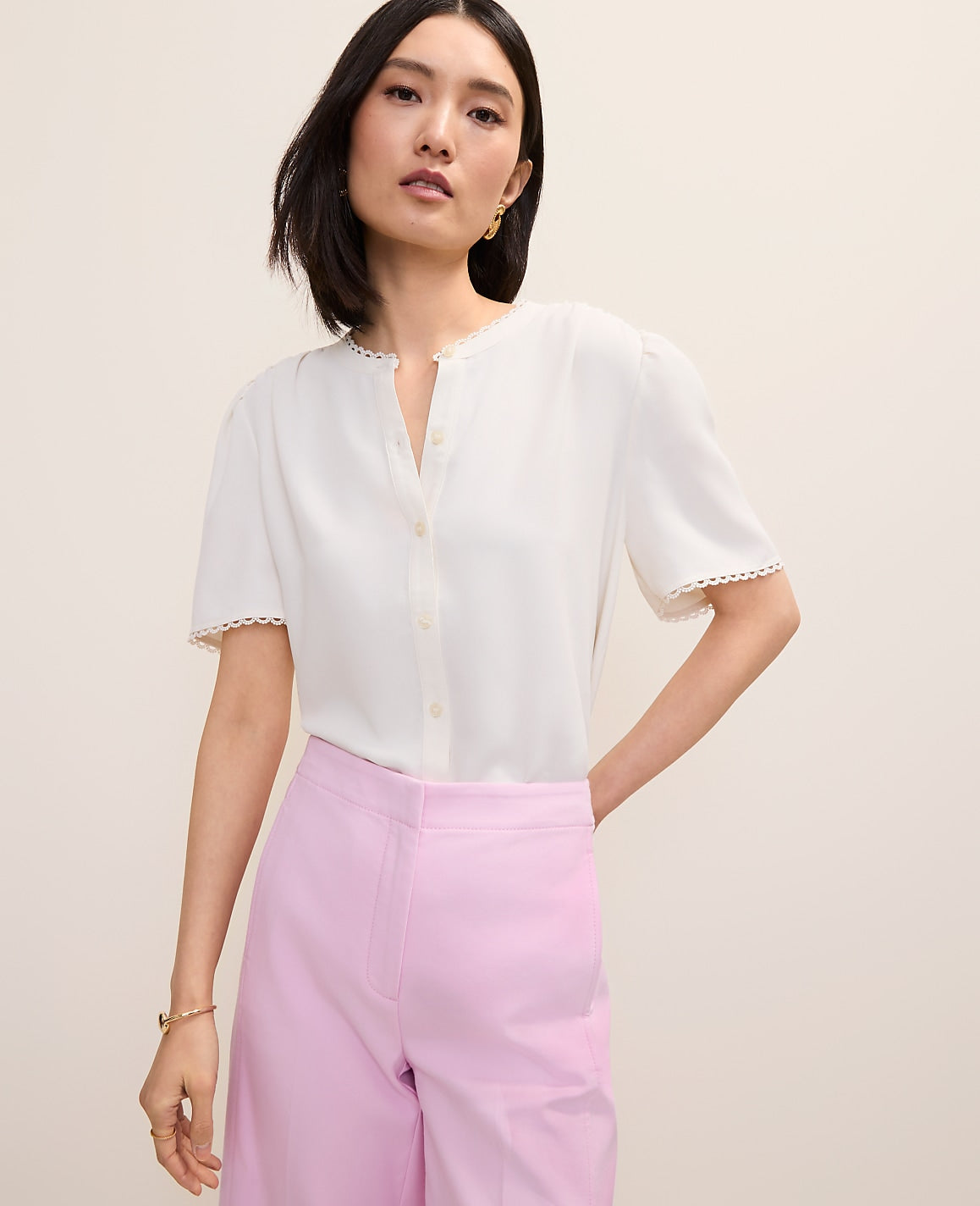 Lace Trim Top | Ann Taylor