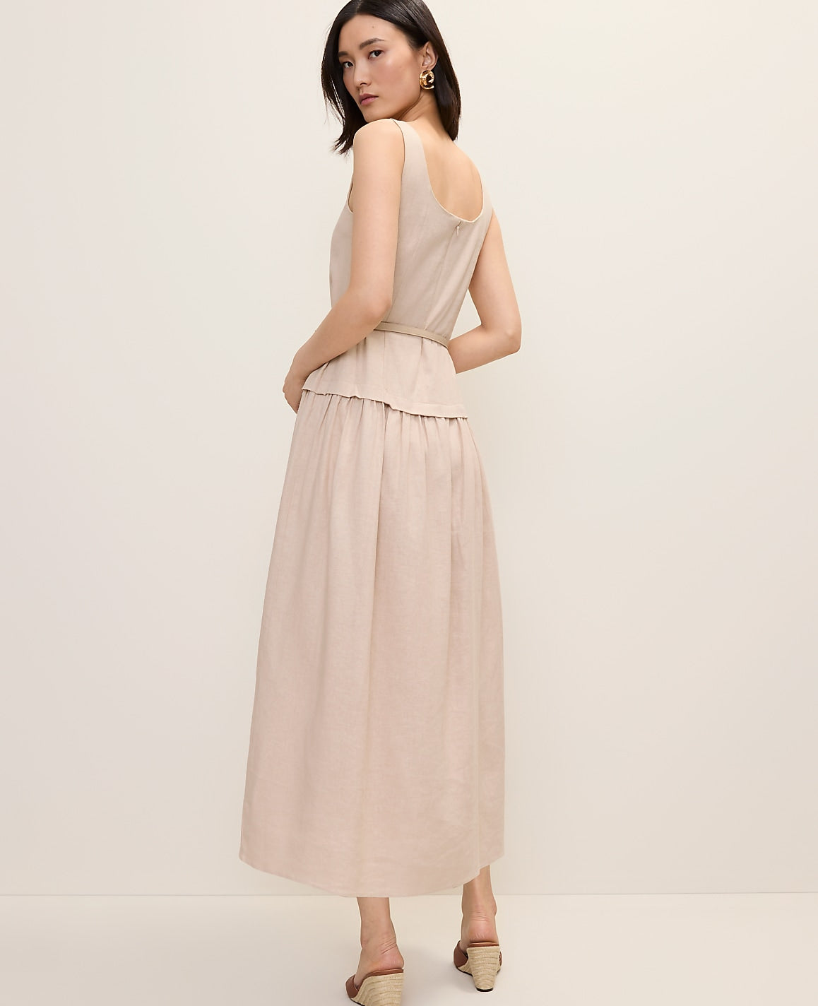 Belted Flare Midi Dress | Ann Taylor