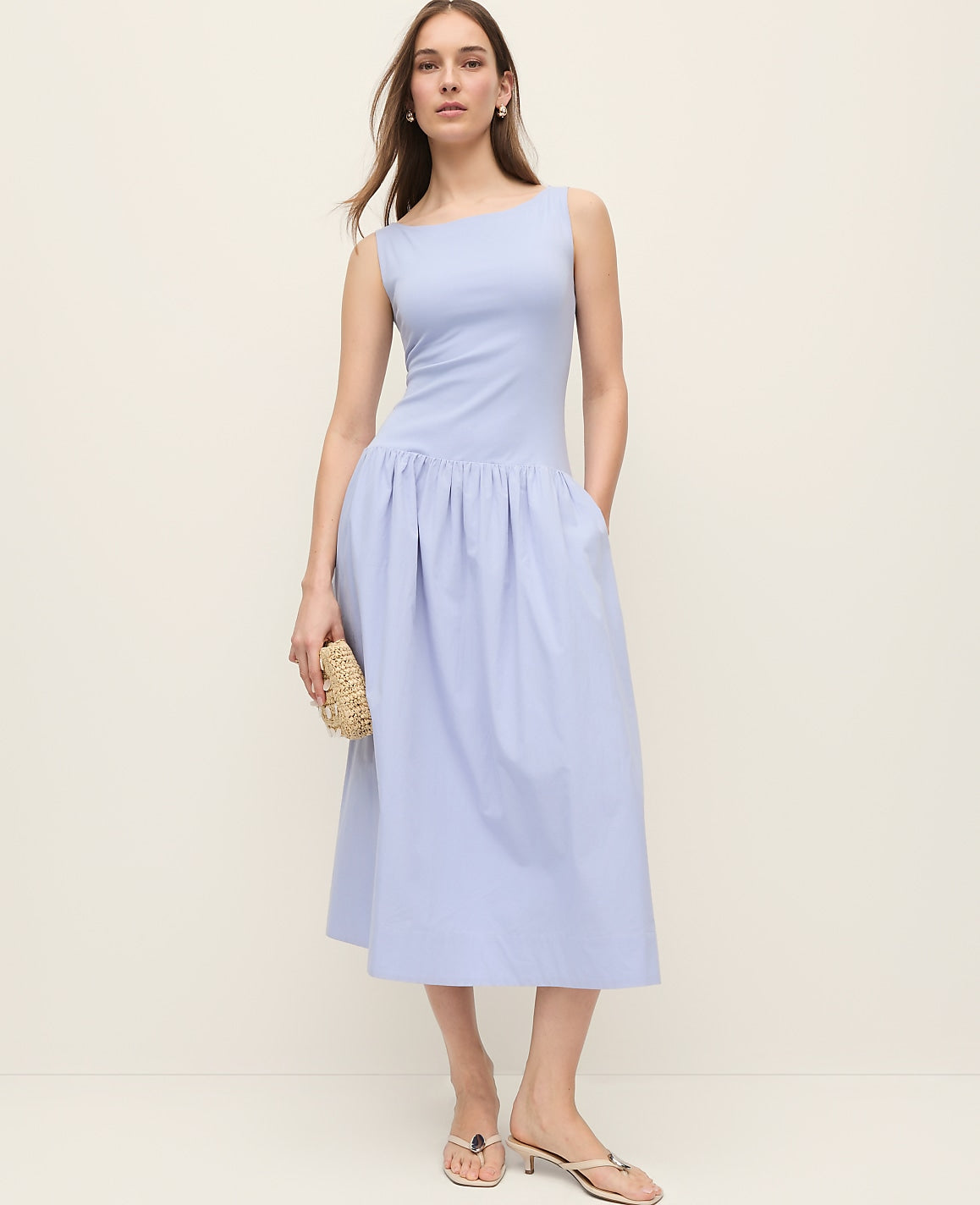 Mixed Media Boatneck Midi Dress | Ann Taylor