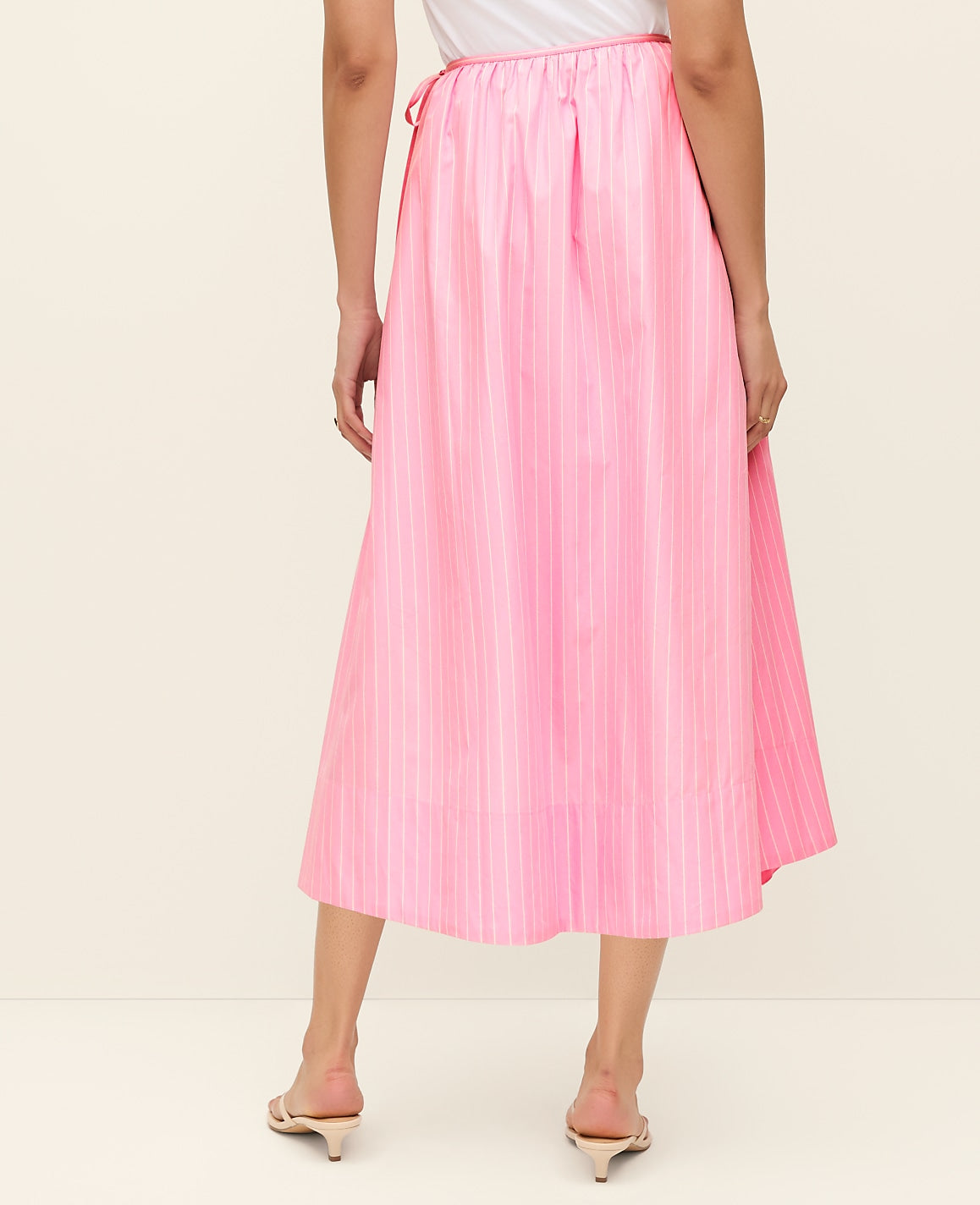 Striped Tie Waist Midi Skirt | Ann Taylor