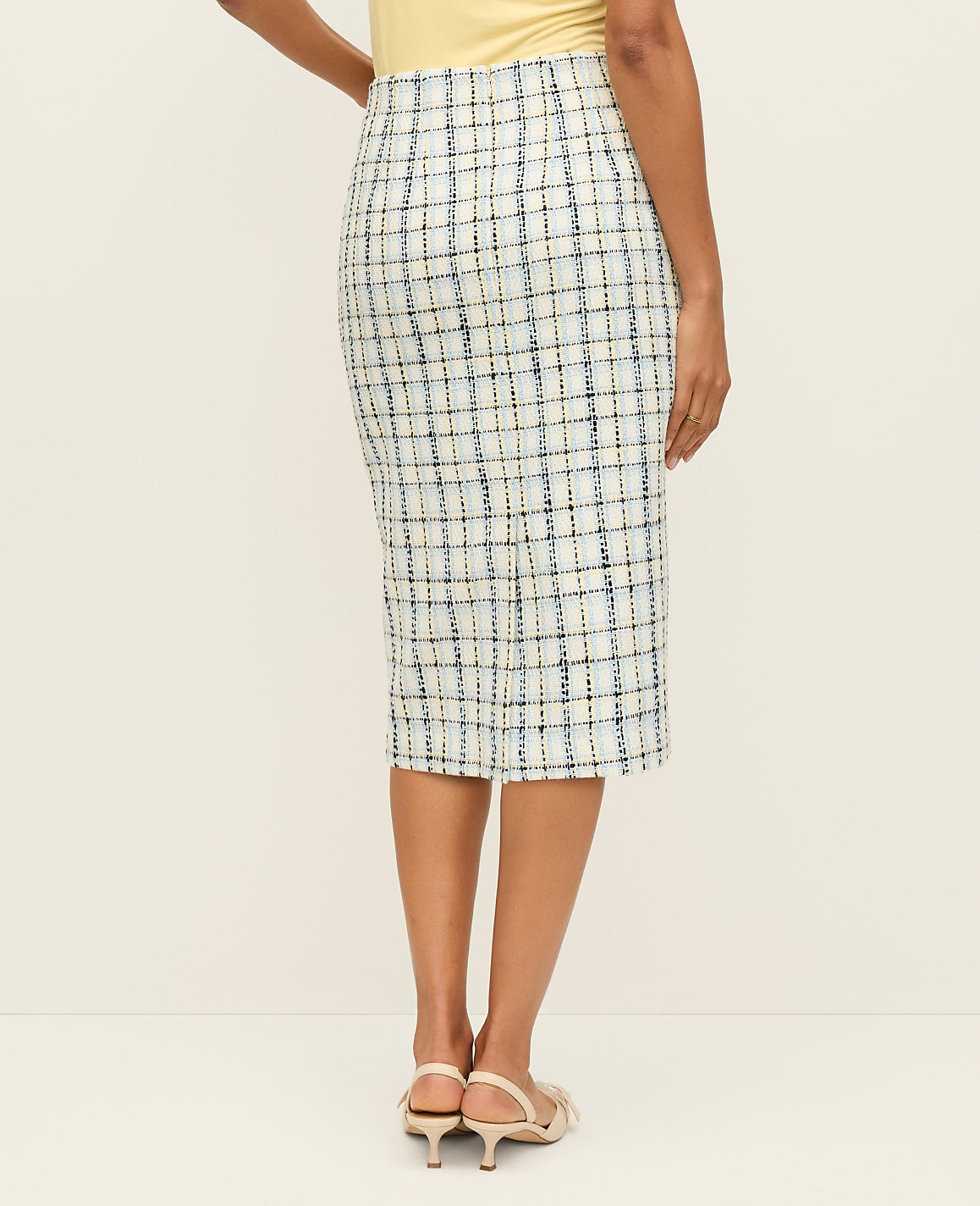 The Column Midi Skirt in Plaid Tweed | Ann Taylor
