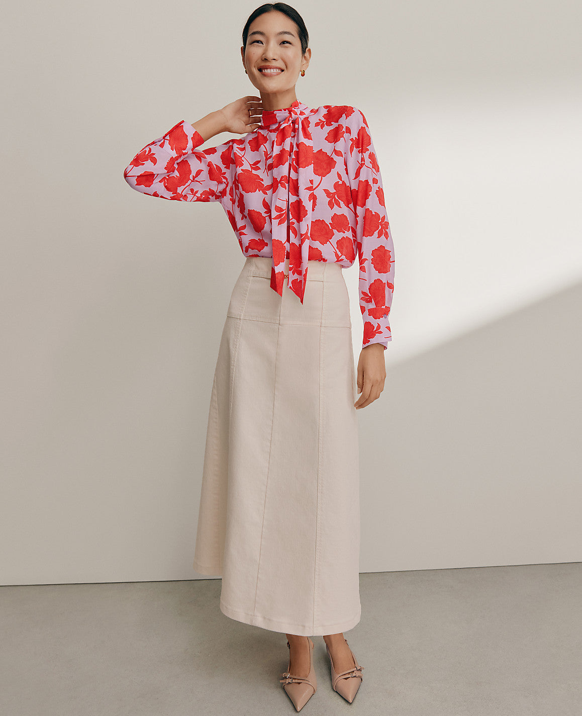 Horsebit Denim Midi Skirt | Ann Taylor