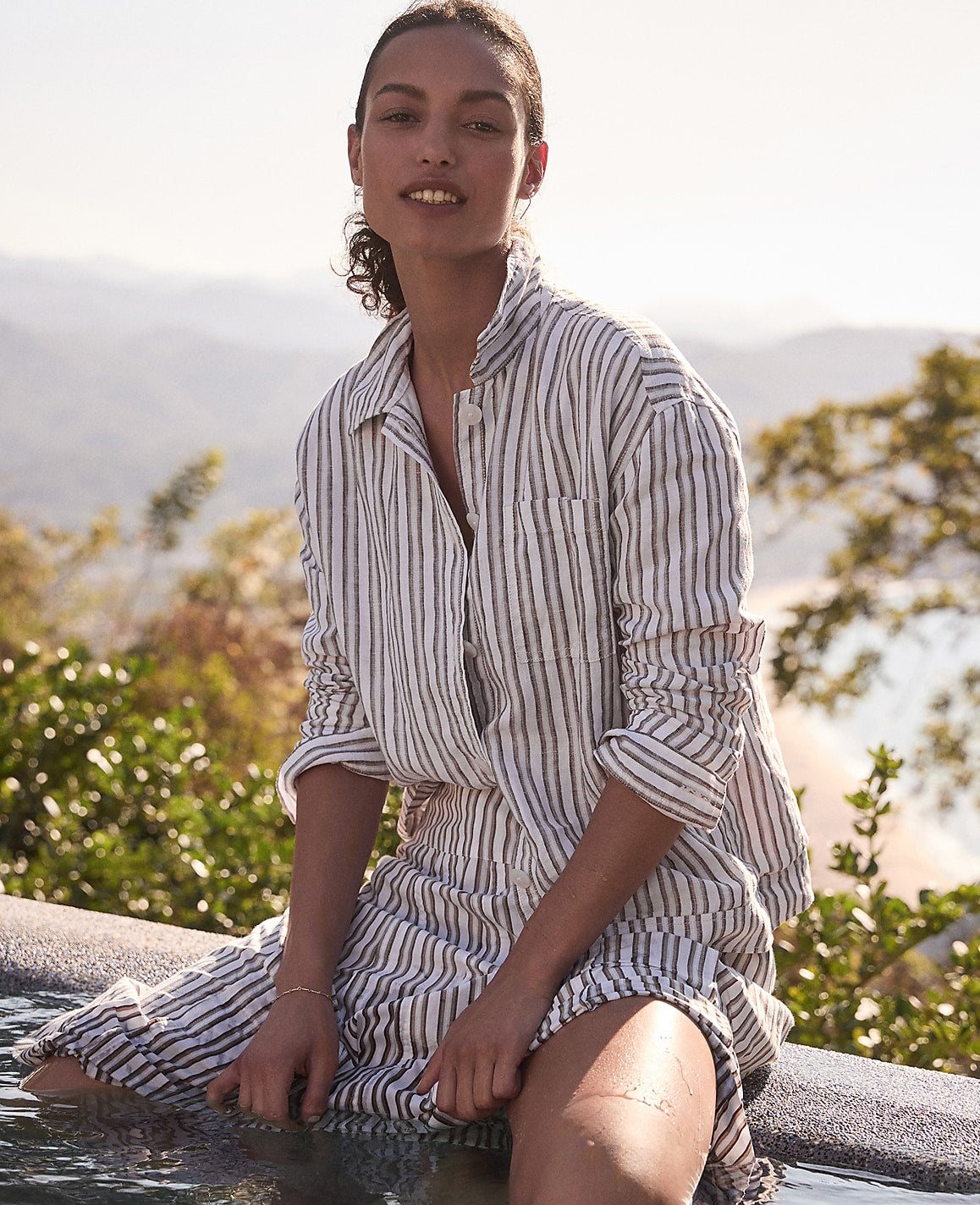 Haven Well Within Everweave Linen Stripe Boxy Jacket | Ann Taylor