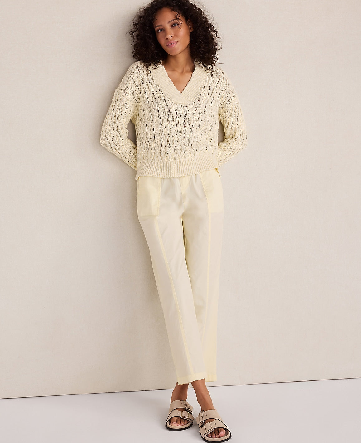Haven Well Within Slubby Cotton Linen V-Neck Sweater | Ann Taylor