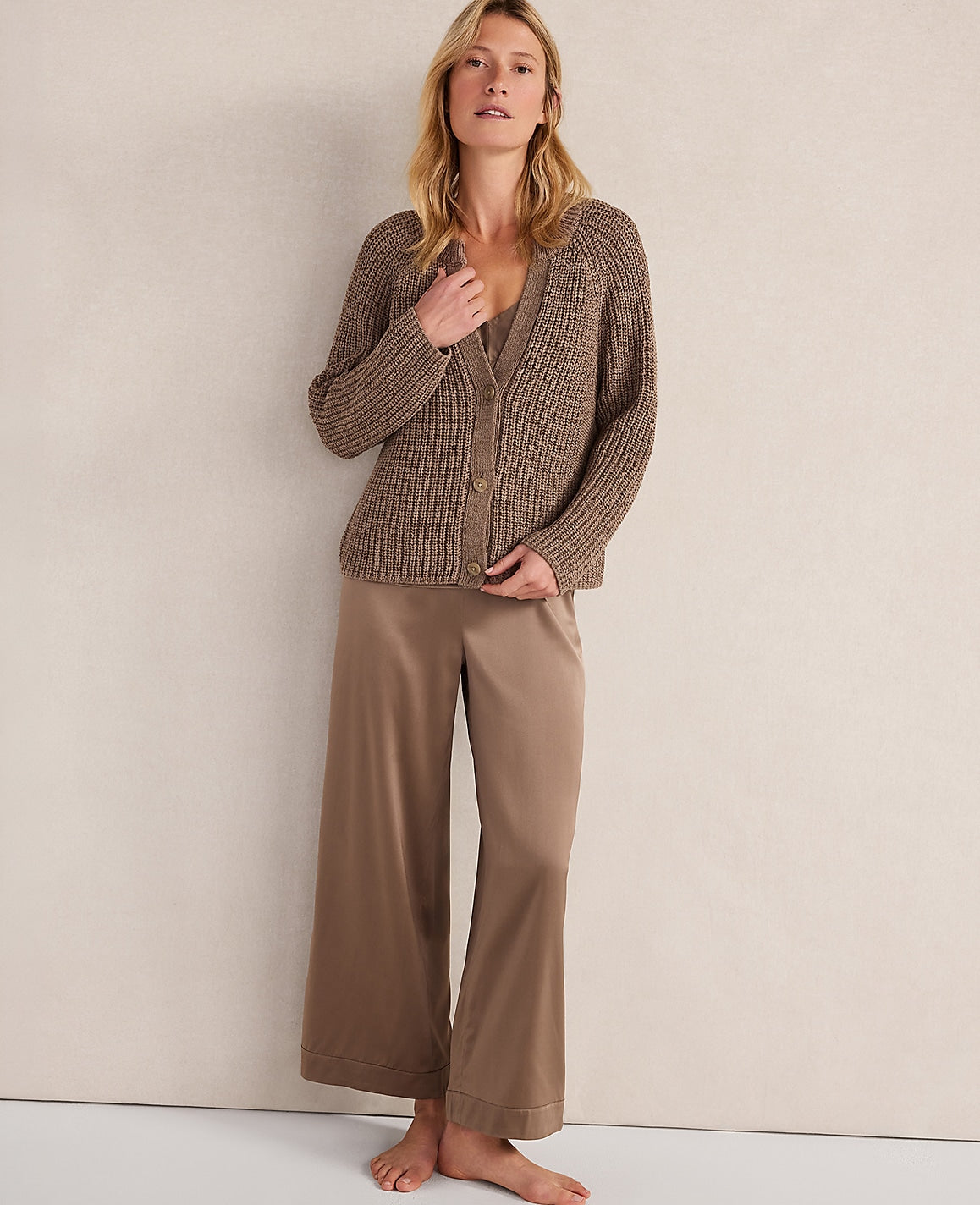 Haven Well Within Cotton Tape Yarn V-Neck Cardigan | Ann Taylor