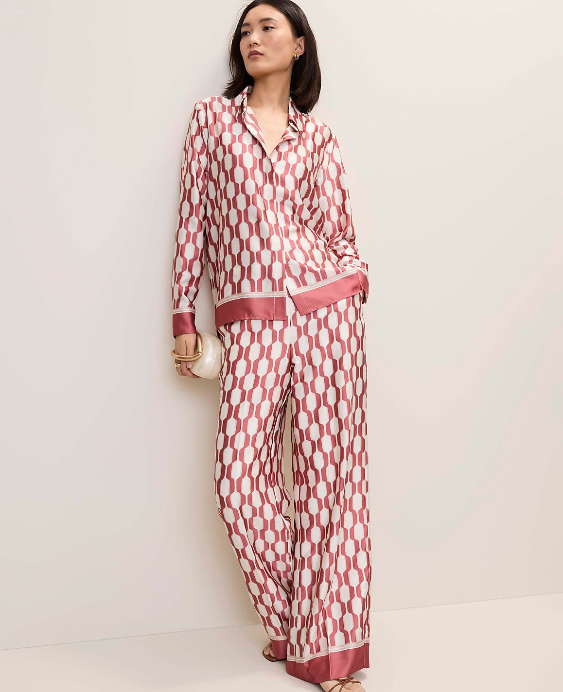 Geo Satin Modern Shirt | Ann Taylor