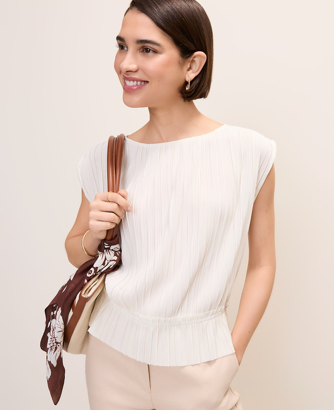 Pleated Ruffle Top | Ann Taylor