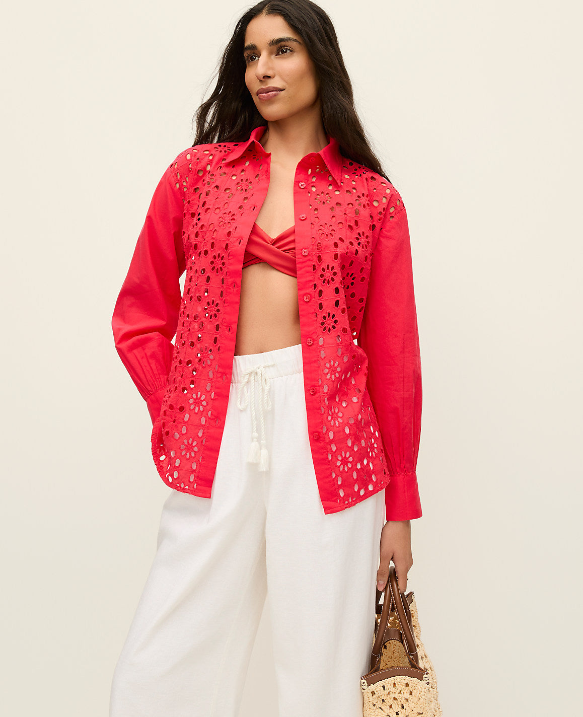 Eyelet Oversized Shirt | Ann Taylor
