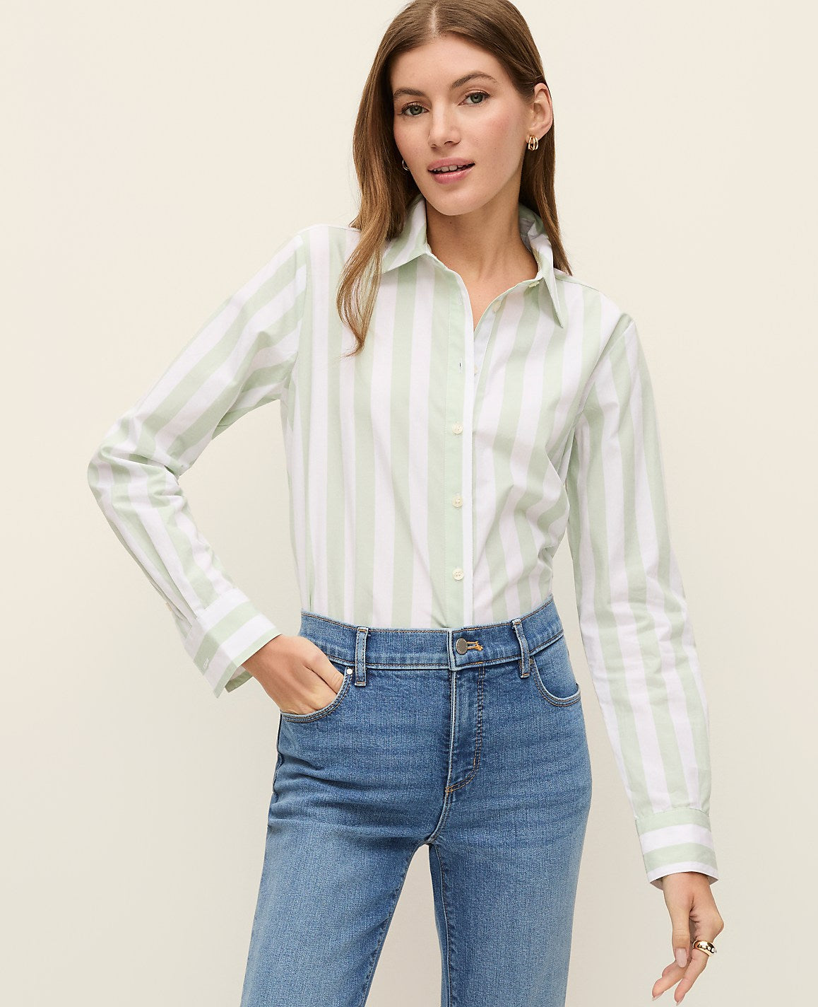 Weekend Striped Relaxed Perfect Shirt | Ann Taylor