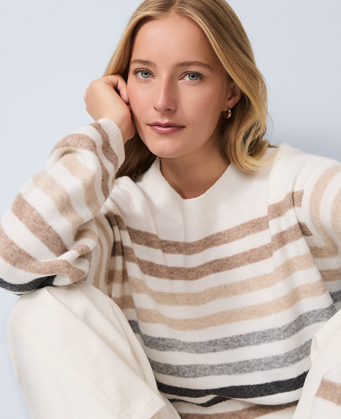 Weekend Striped Raglan Sweater | Ann Taylor