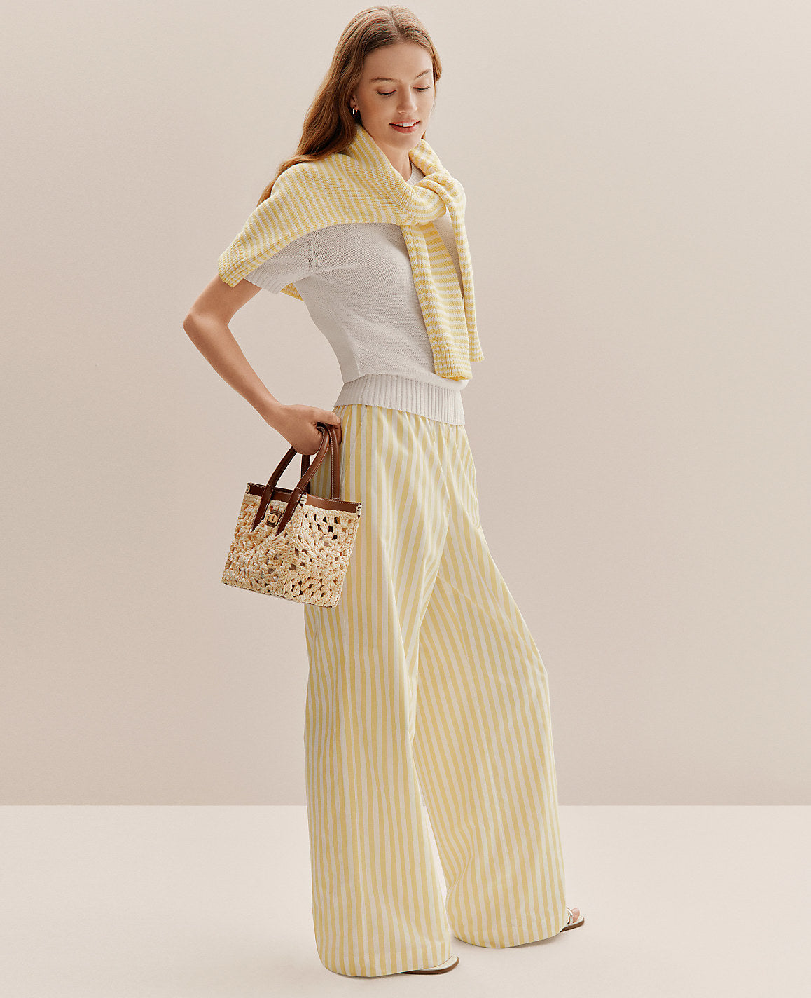Weekend Striped Easy Palazzo Pant | Ann Taylor