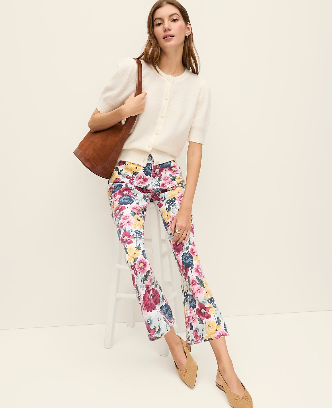 The Weekend Floral Cropped Boot Jean | Ann Taylor