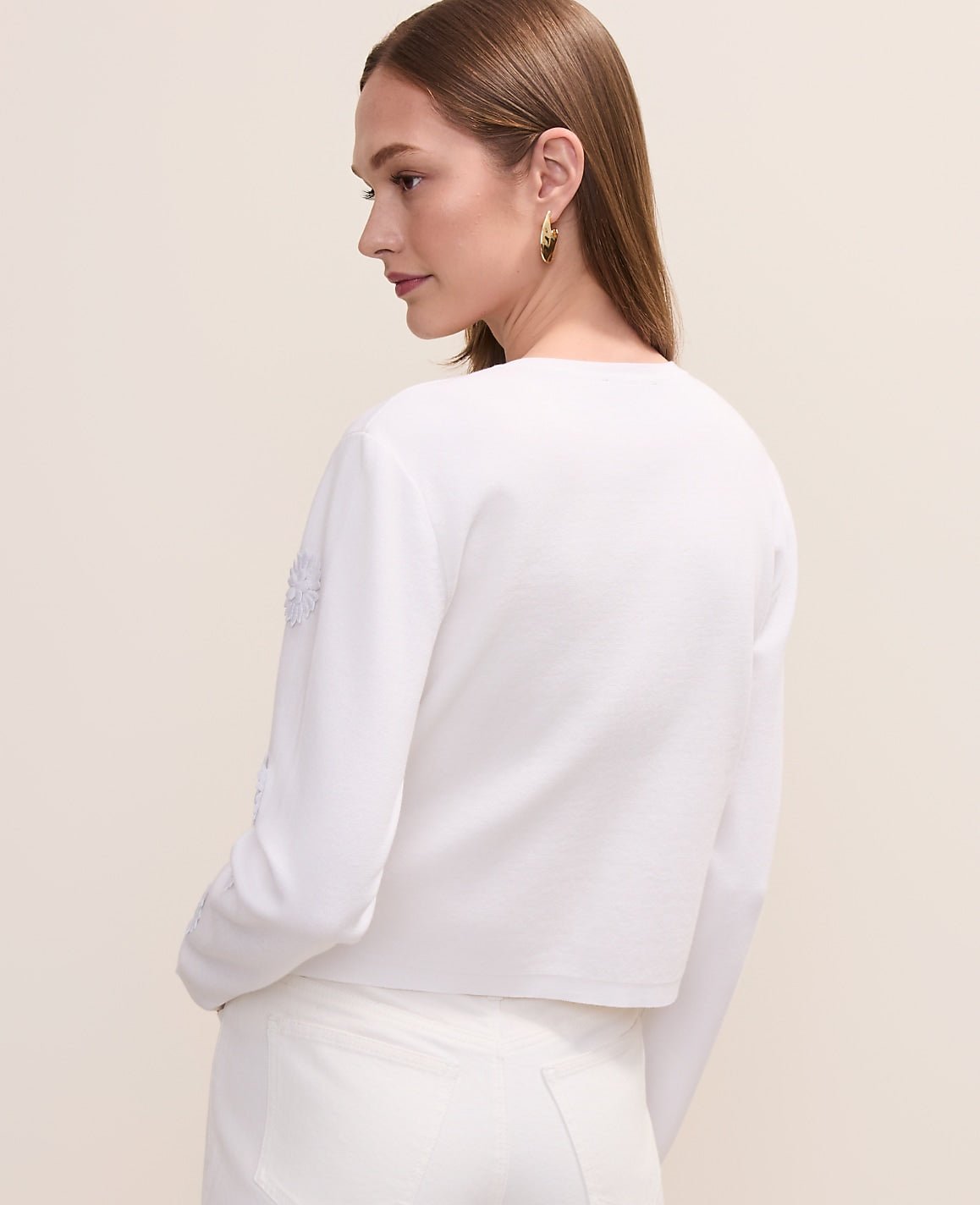 Petite Floral Appliqué Cardigan | Ann Taylor