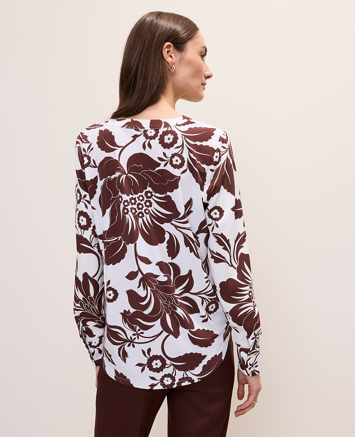 Petite Floral Mixed Media Pleat Front Top | Ann Taylor