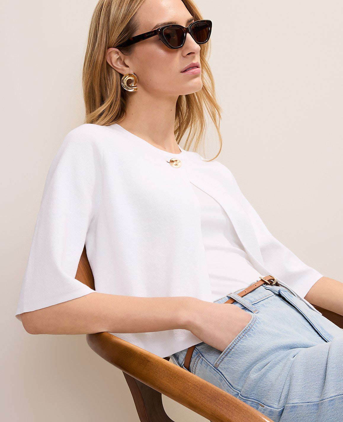 Petite Crew Neck Sweater Cape | Ann Taylor