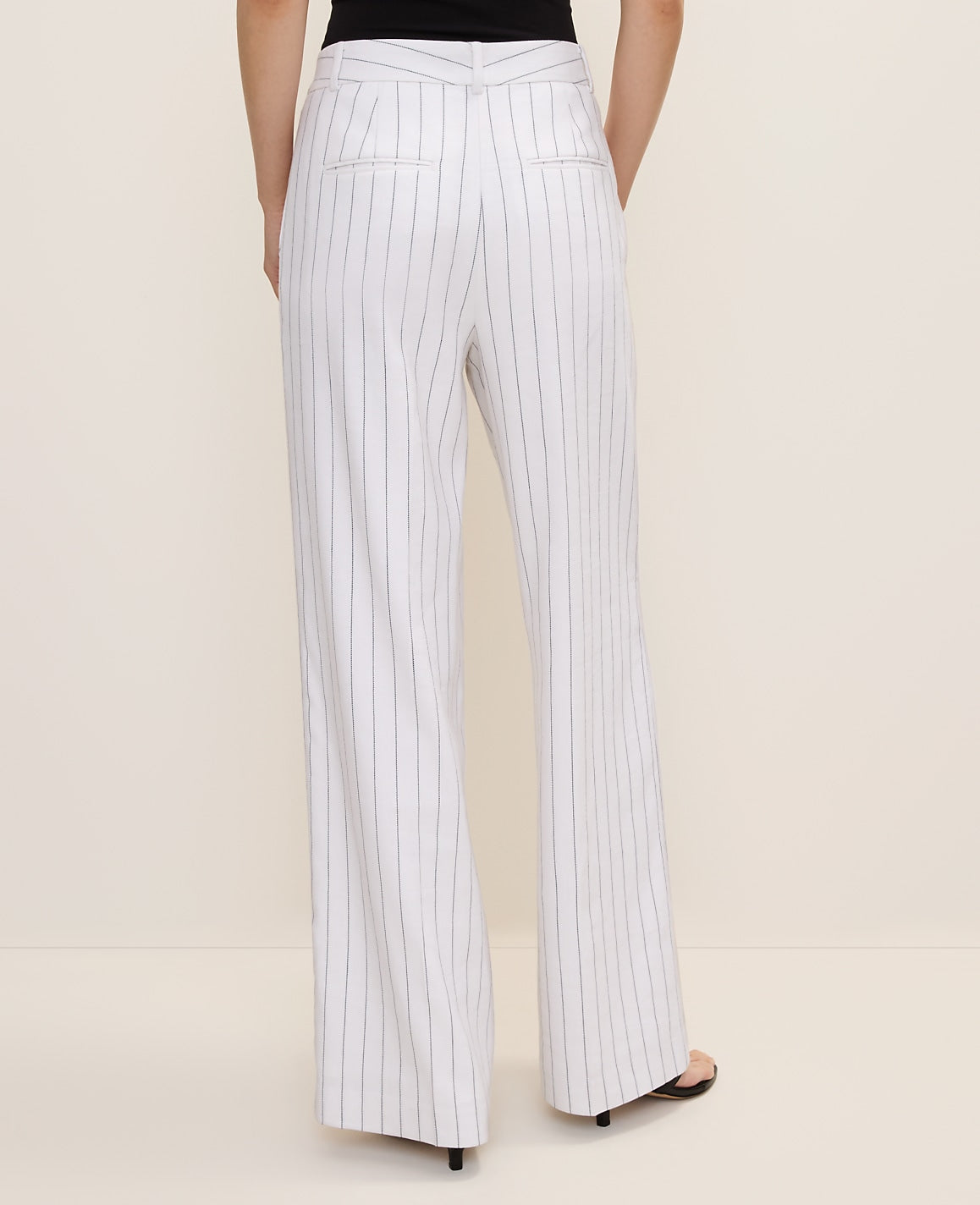 The Petite Pinstripe Wide-Leg Pant in Linen Blend | Ann Taylor