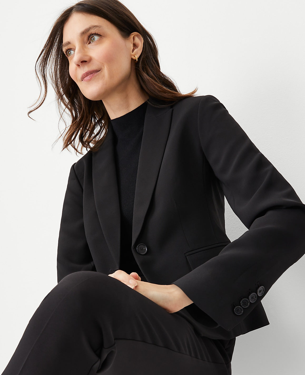 The Shorter Single Button Blazer in Fluid Crepe | Ann Taylor