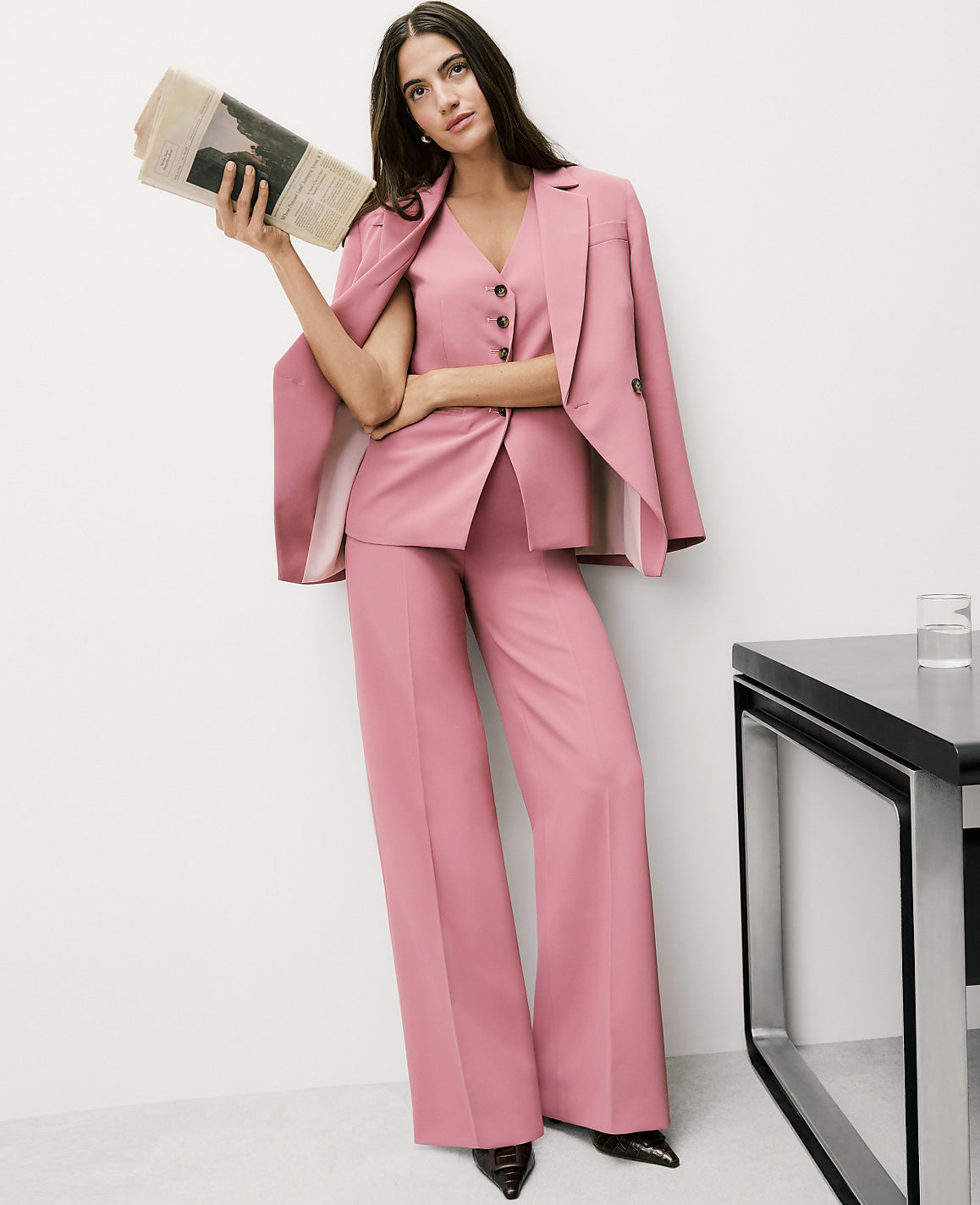The Wide-Leg Flare Trouser in Fluid Crepe | Ann Taylor