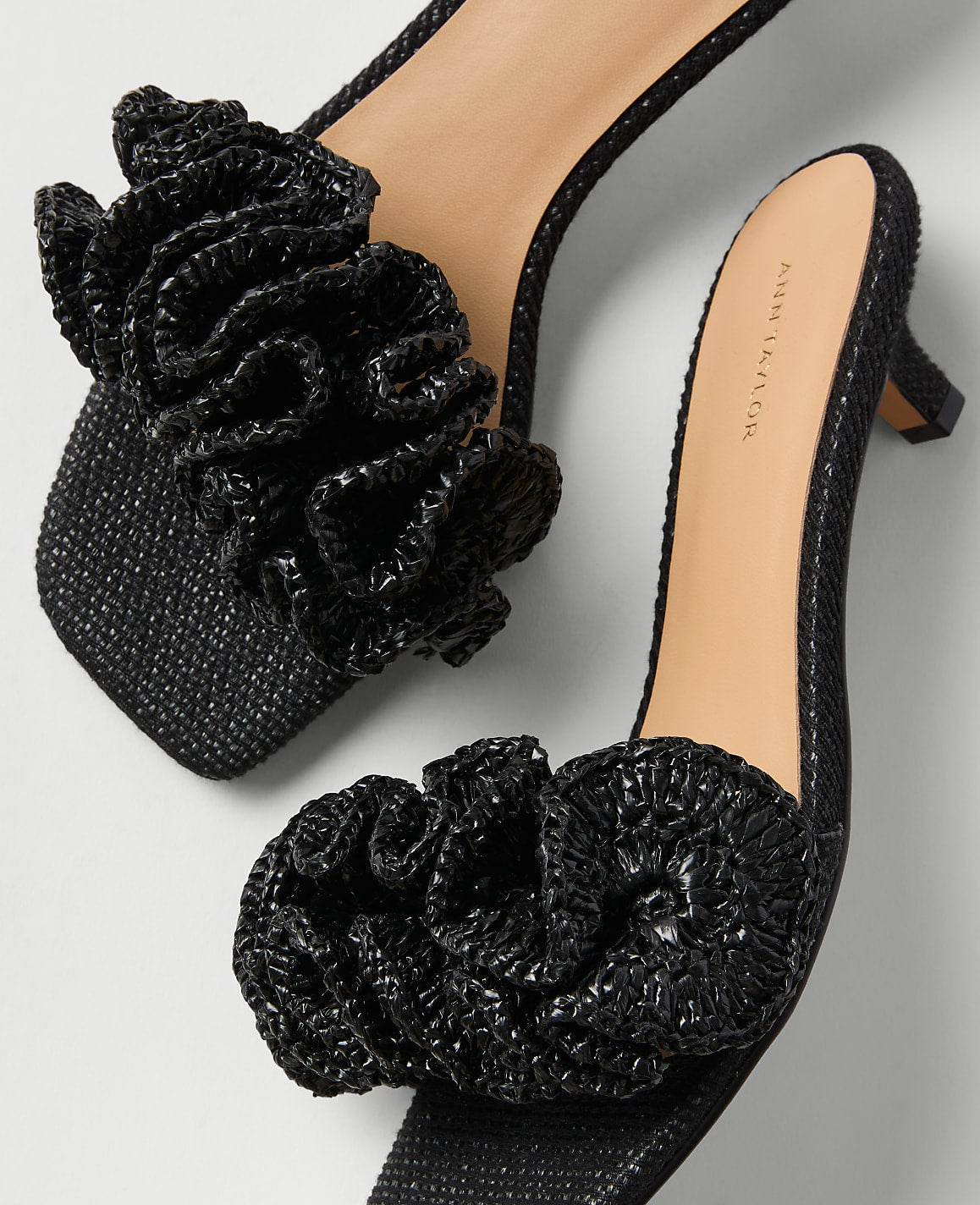 Gathered Straw Kitten Heel Sandal | Vinci Leather