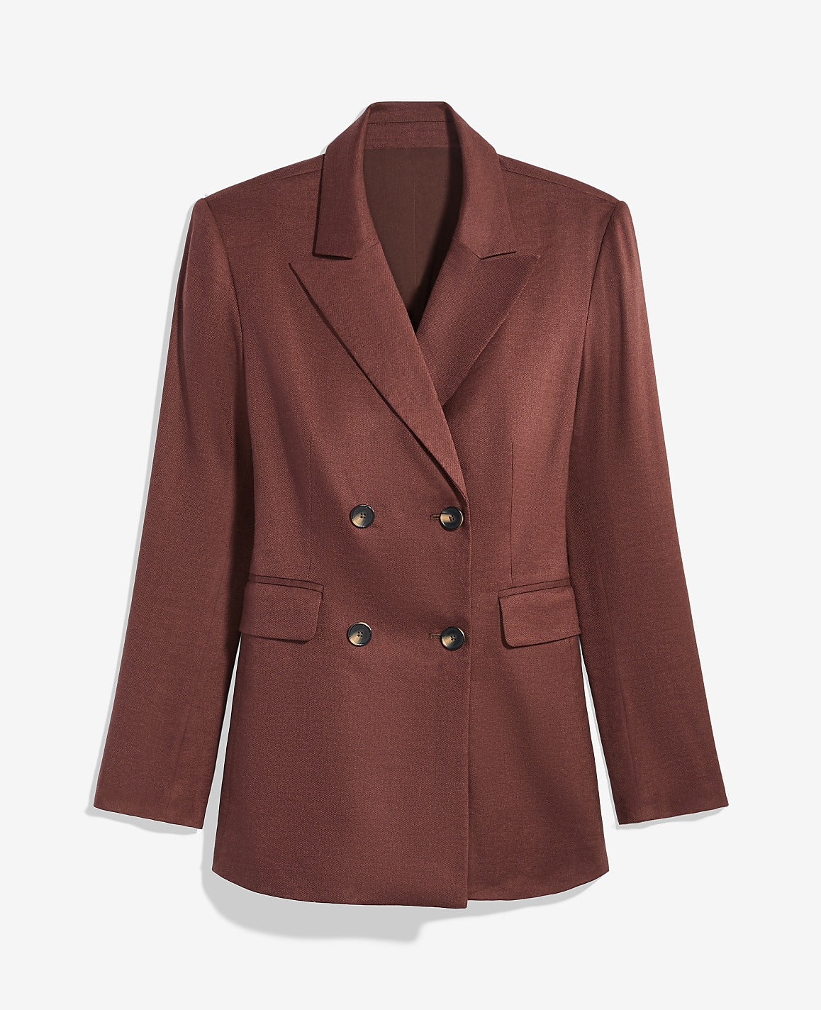 The Fitted Long Double Breasted Blazer in Linen Blend | Vinci Leather