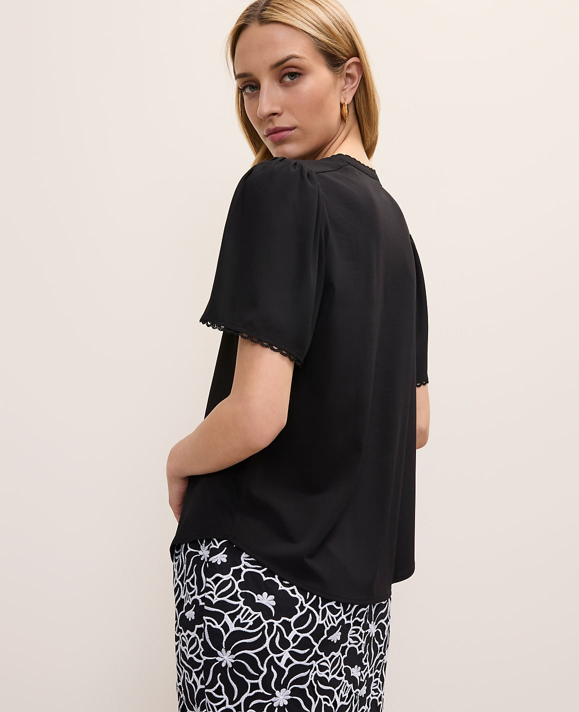 Lace Trim Top | Vinci Leather