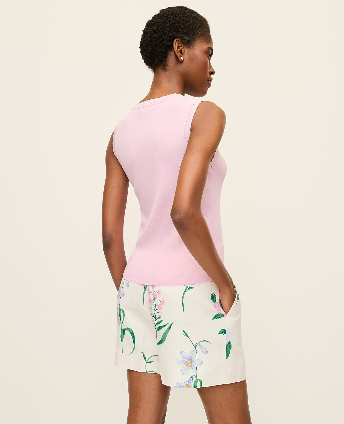 Scallopped Trim Sweater Shell | Vinci Leather