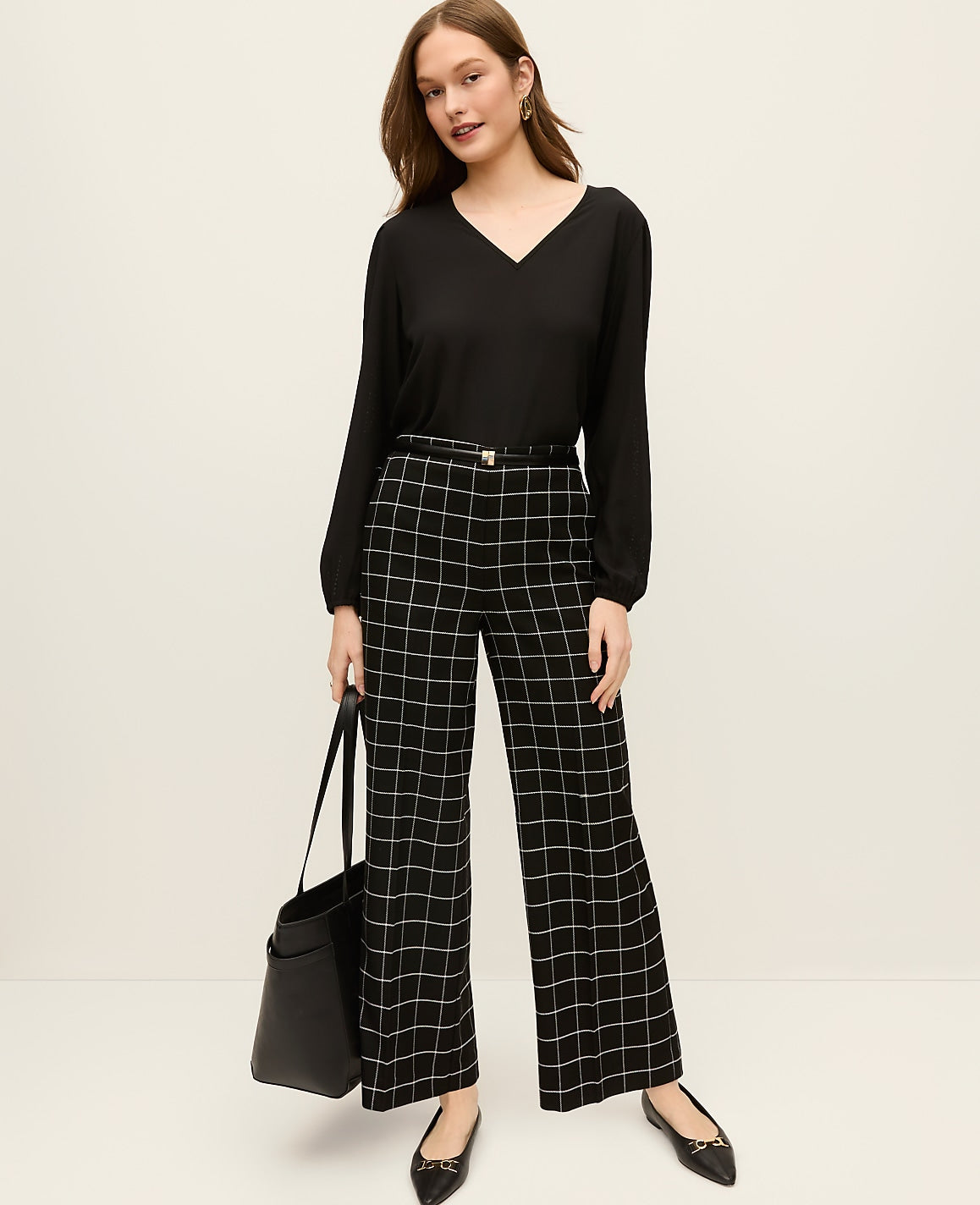 The Grace Straight Pant in Windowpane | Vinci Leather
