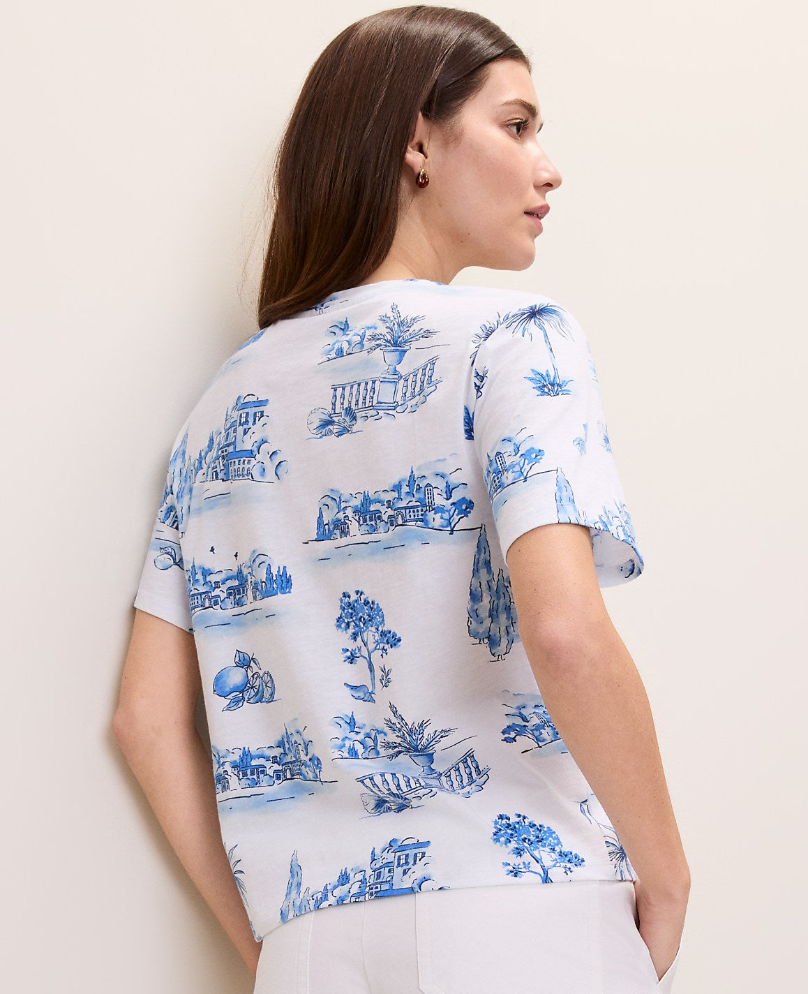Weekend Toile Relaxed Tee | Vinci Leather