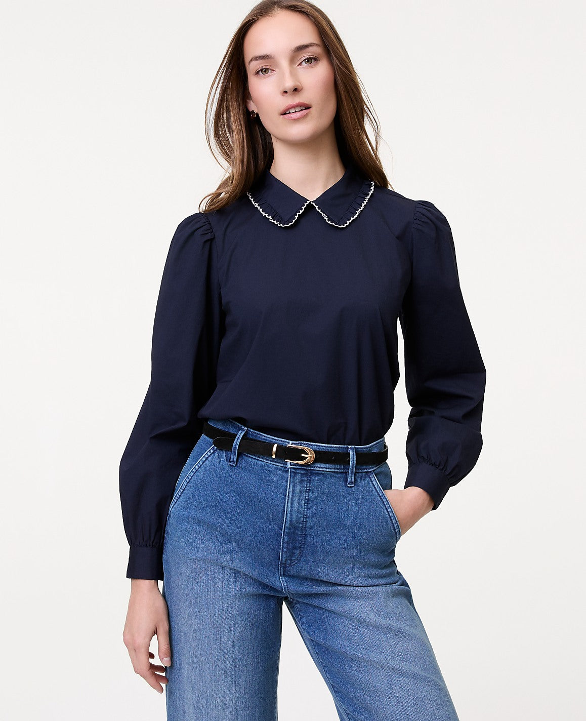 Weekend Scalloped Trim Blouse | Vinci Leather