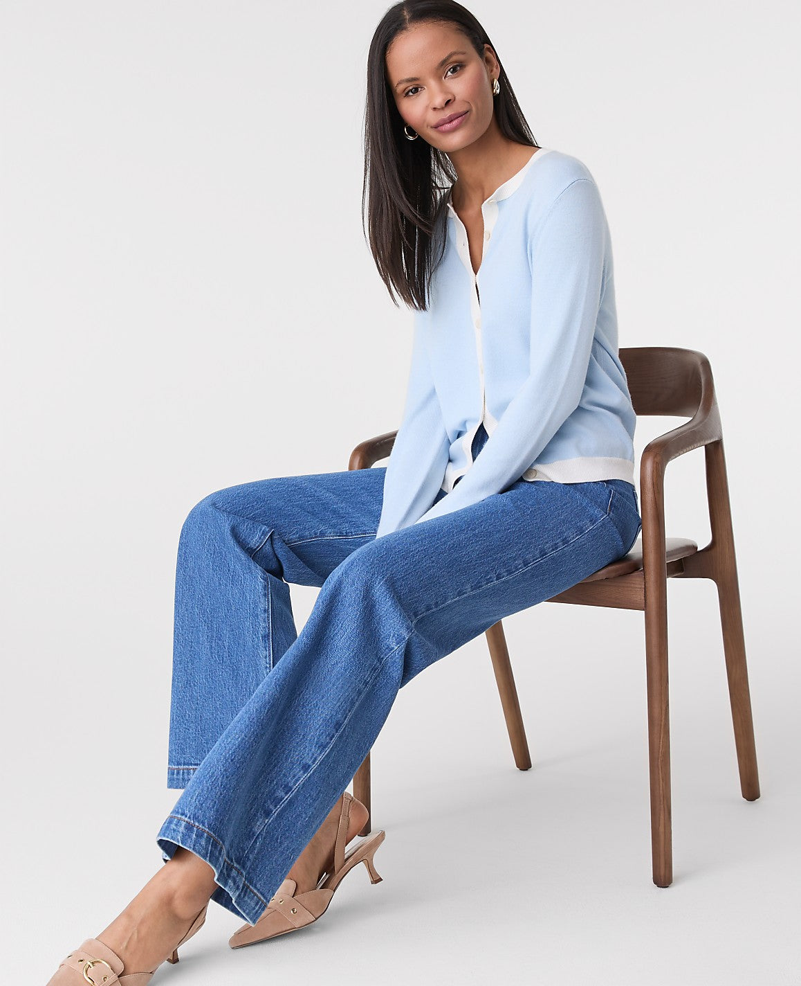 Contrast Trim Ann Cardigan | Vinci Leather