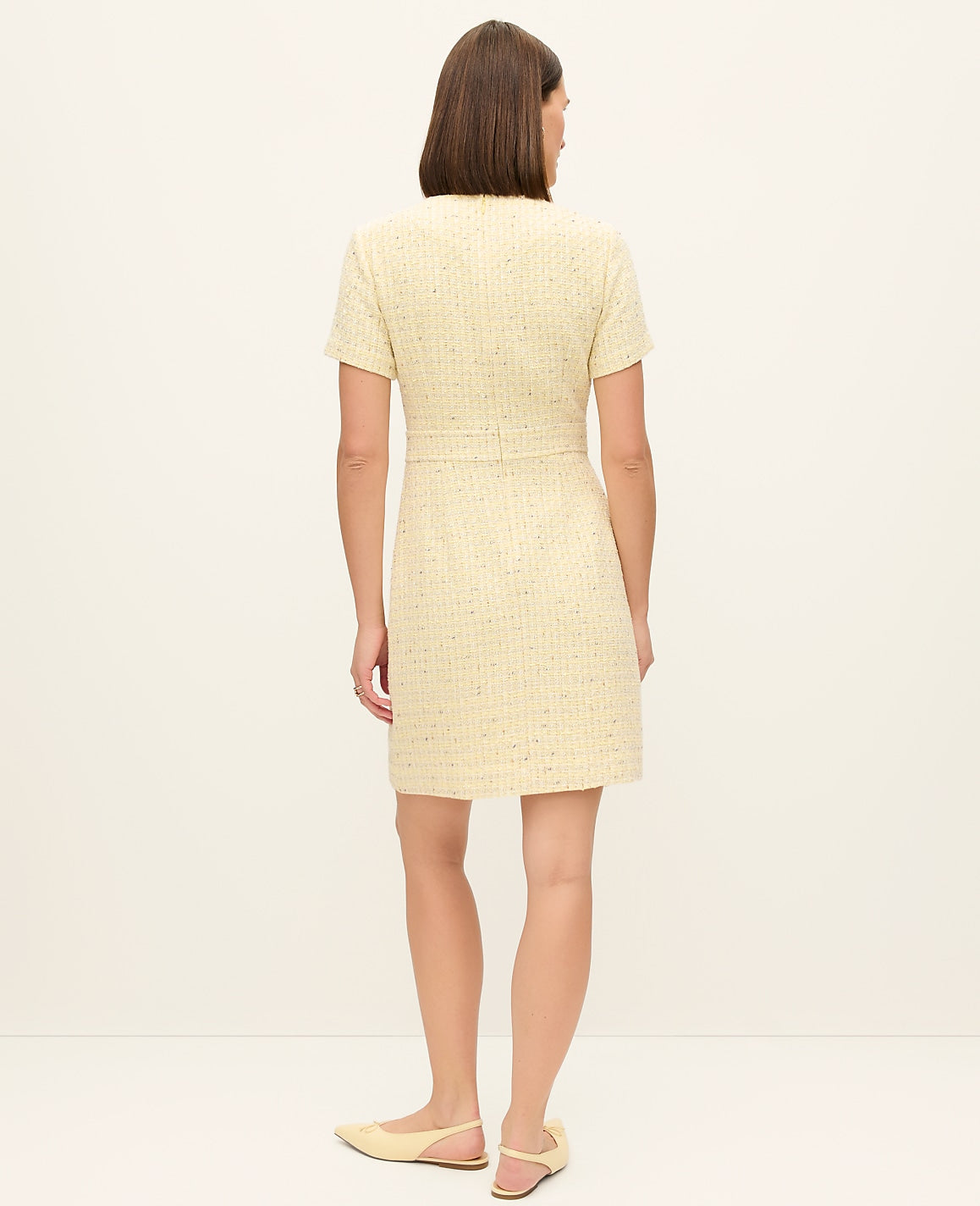 Tweed Button Shift Dress | Vinci Leather