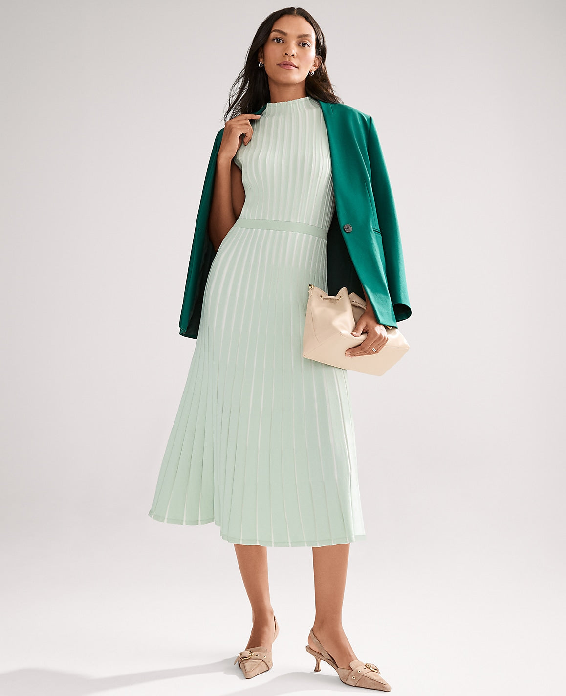 Ribbed Mock Neck Sweater Dress | Vinci Leather