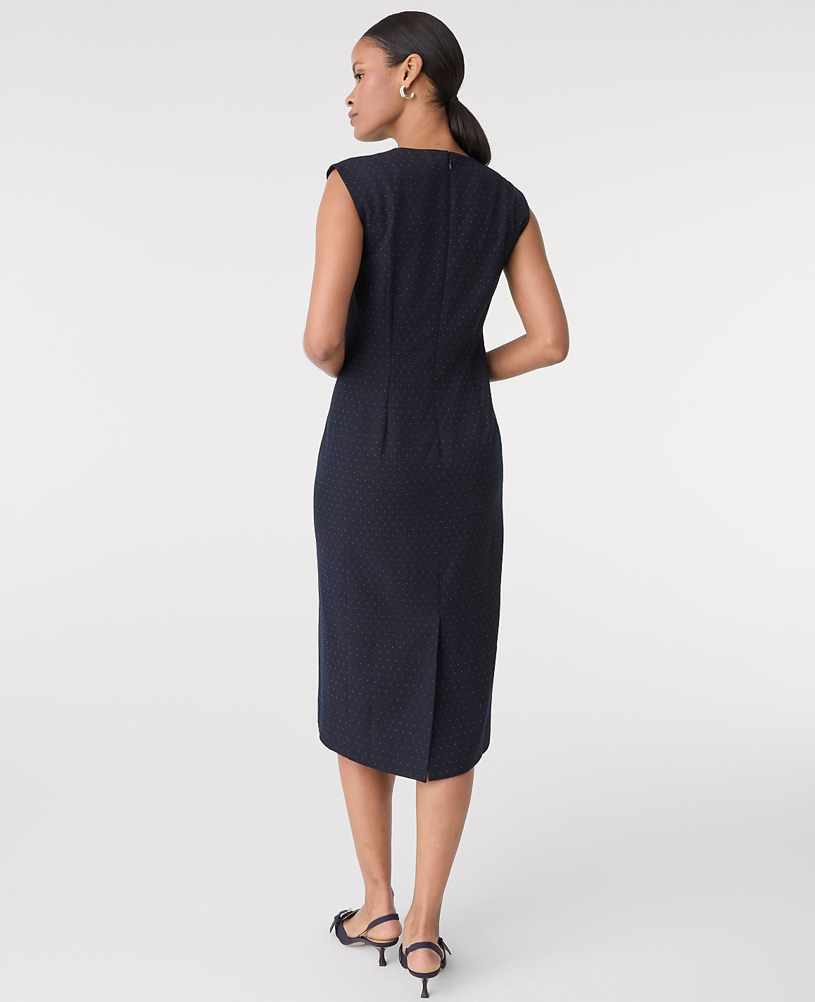 The Dotted Crew Neck Sheath Dress | Vinci Leather