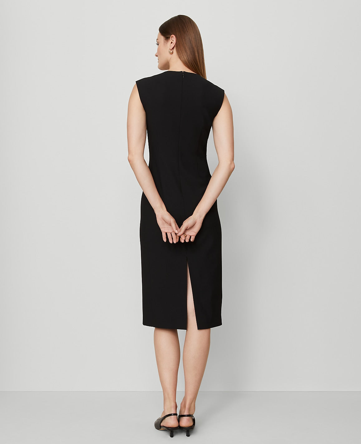 The Seamed V-Neck Sheath Dress in Bi-Stretch | Vinci Leather