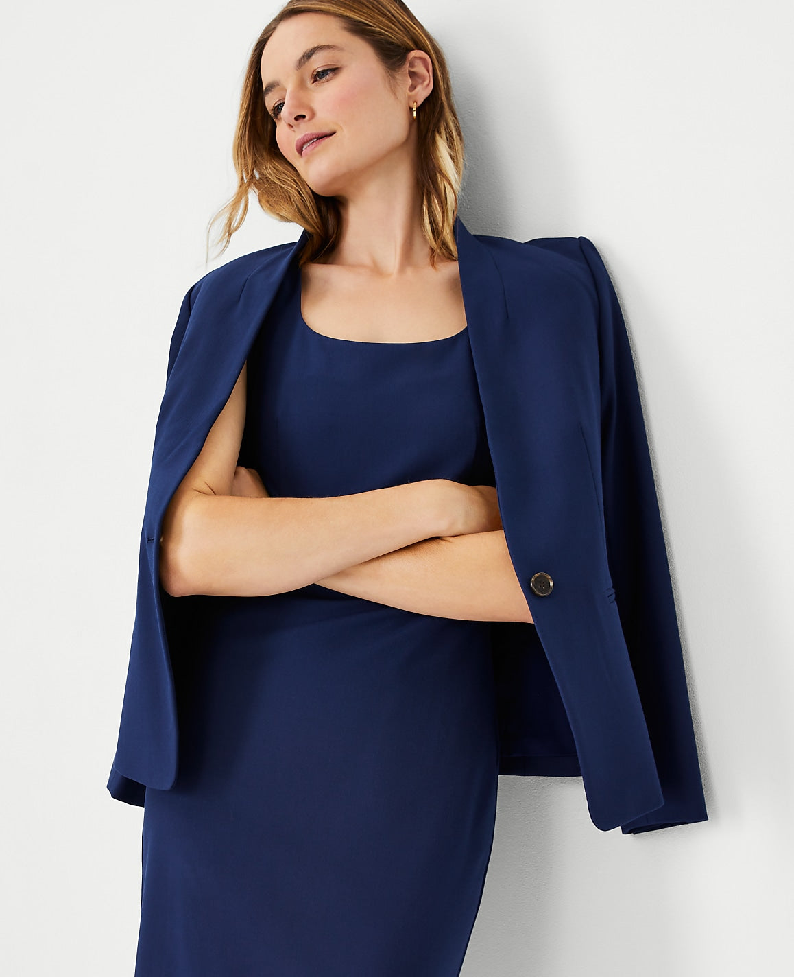 The Scoop Neck Zip Pocket Dress in Bi-Stretch | Vinci Leather