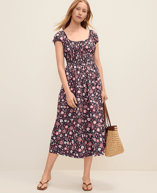 Petite Weekend Floral Smocked Midi Dress | Ann Taylor