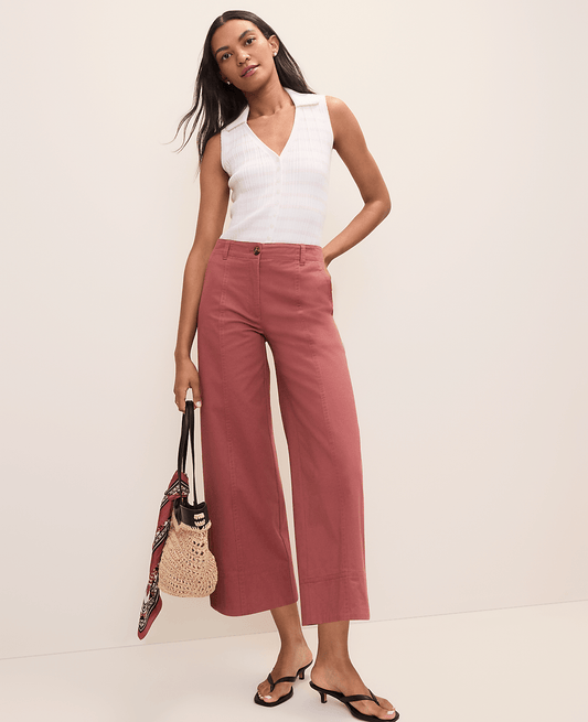 Petite Weekend Wide-Leg Ankle Pant | Ann Taylor