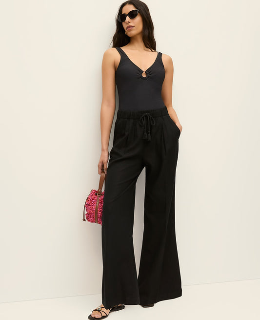 Petite Weekend Easy Fit Wide-Leg Pant in Linen Blend | Ann Taylor