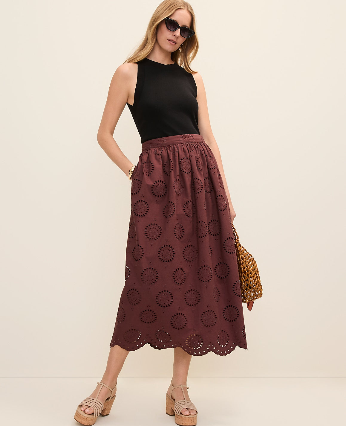 Petite Weekend Eyelet Gathered Maxi Skirt | Ann Taylor